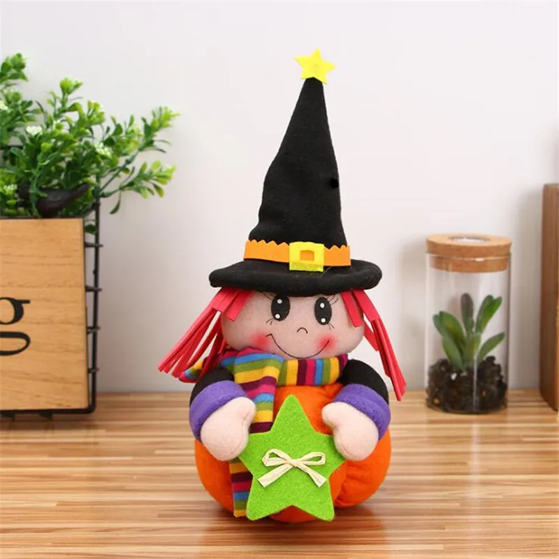Broom/Ghost/Five-pointed Star Little Girl Halloween Pumpkin Doll Decoration Creative Plush Toy Ornament For Decorative | Дом и сад
