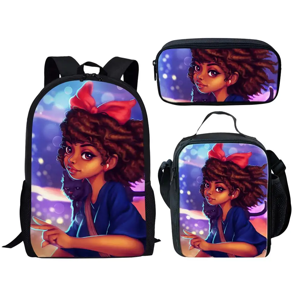 Африканская темнокожая девушка искусство печати рюкзак Набор/3 шт для девочек