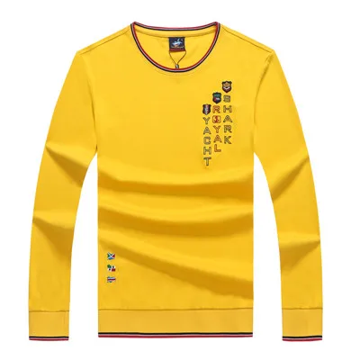 8812-YELLOW Осенне-зимняя мужская одежда футболка с круглым вырезом и длинными рукавами Мужская футболка homme harajuku бренд Tace& Shark Мужские хлопковые футболки - Цвет: 8812-YELLOW