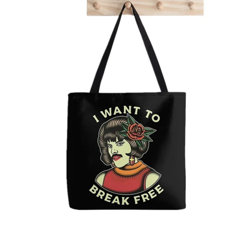 

Shopper Freddie Mercury BREAK FREE Printed Tote Bag women Harajuku shopper handbag girl Shoulder shopping bag Lady Canvas Bag