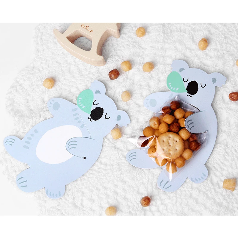 

10PCS Candy Bags Cartoon Animal Paper Plastic Gift Bag Packaging Cake Cookie For Sweets Wedding Party Present With Clear PVC