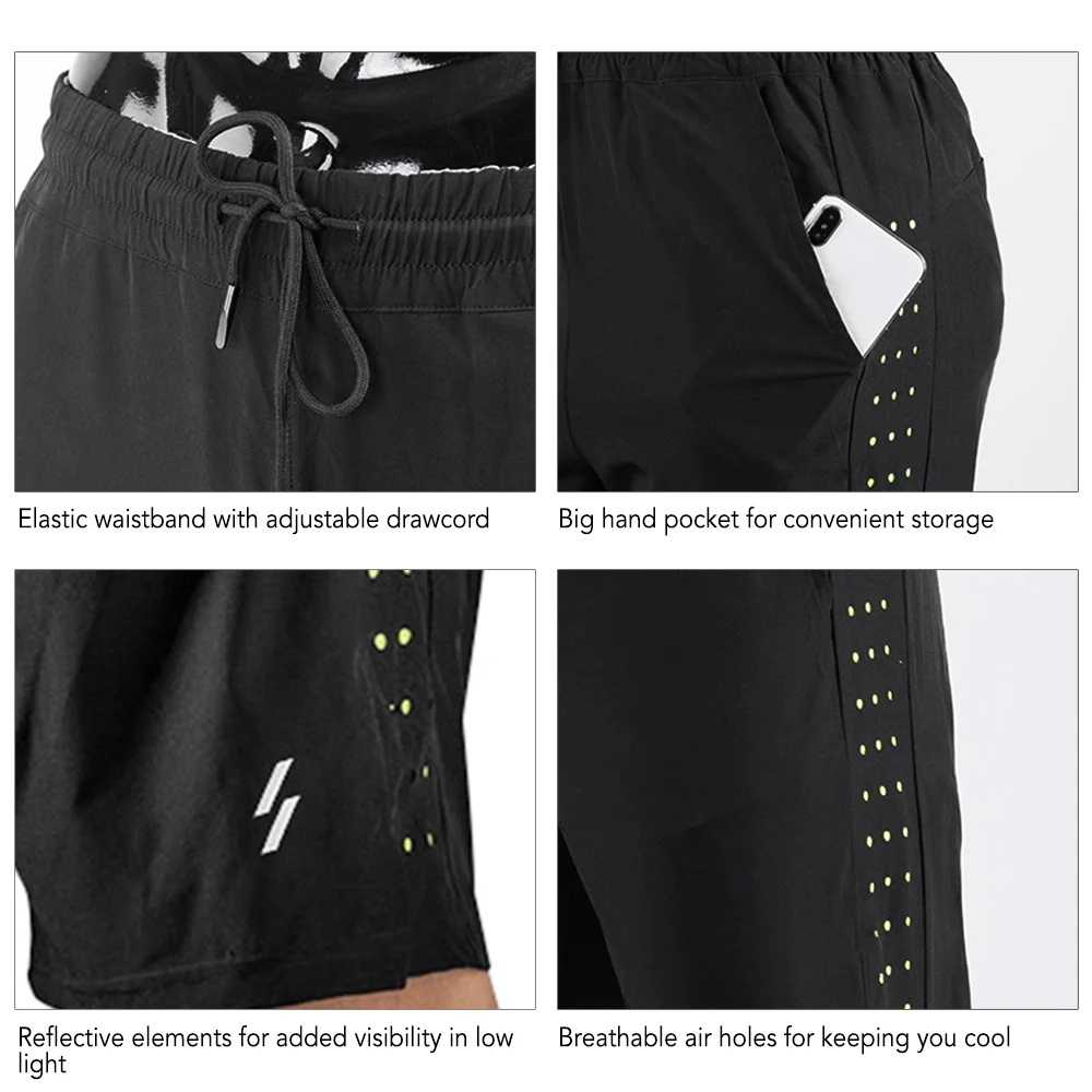 

Men's 2-in-1 Running Shorts Quick Drying Breathable Active Training Exercise Jogging Cycling Sport Shorts with Longer Liner