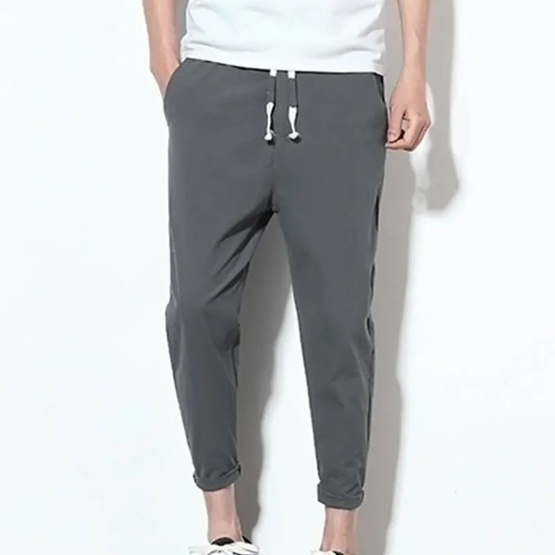 Мужские брюки-карандаш из полиэстера и хлопка повседневные тонкие брюки до