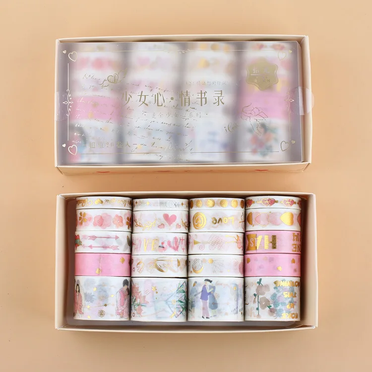

20rolls/box Japanese Washi Tape Set Gold Foil Sakura Masking Tapes DIY Scrapbooking Diary Photo Album Notebook Adhesive Sticker