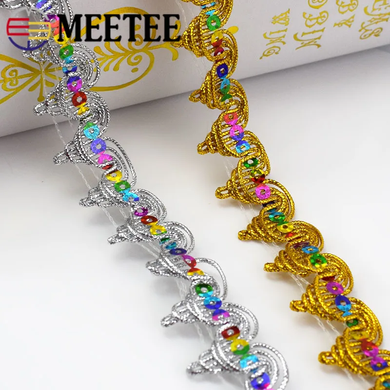 2 см 13 метров кружевные ленты с блестками отделка ткань вязаная золотая