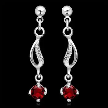 

Elegant Women Jewelry Red Cubic Zircon Ring and Dangle Earrings Wedding Set