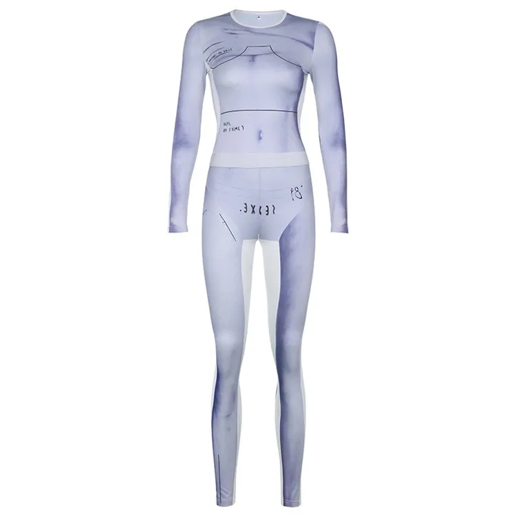 

one piece corset autumn fall graphic club wear polyester set gym white women jumpsuits