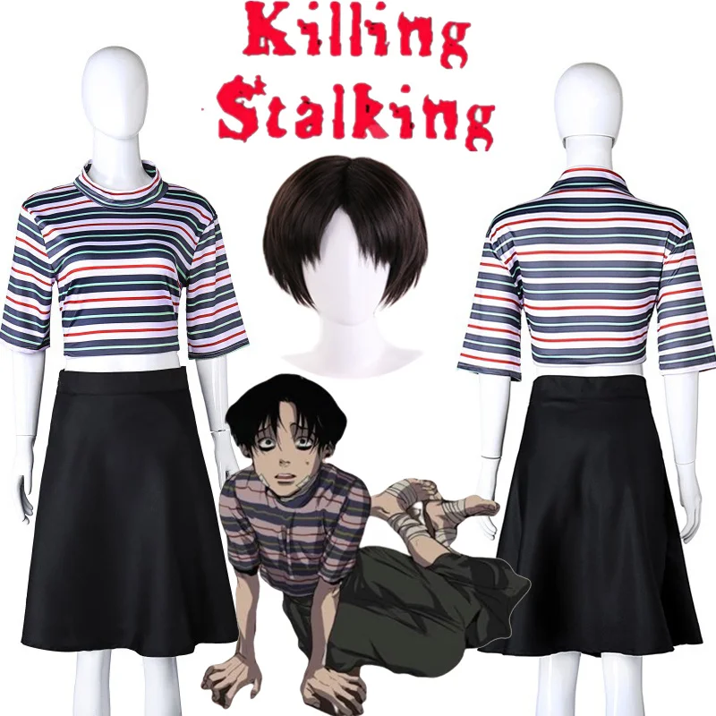 

Manga Killing Stalking Yoonbum Yoon Bum Cosplay Costume Wig Girls Casual T-Shirt+Skirt Halloween Carnival Uniforms Custom Made