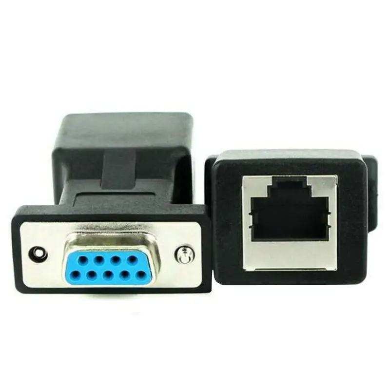 Высококачественный переходник DB9 RS232 штекер/гнездо к гнезду RJ45 COM порт Ethernet порту
