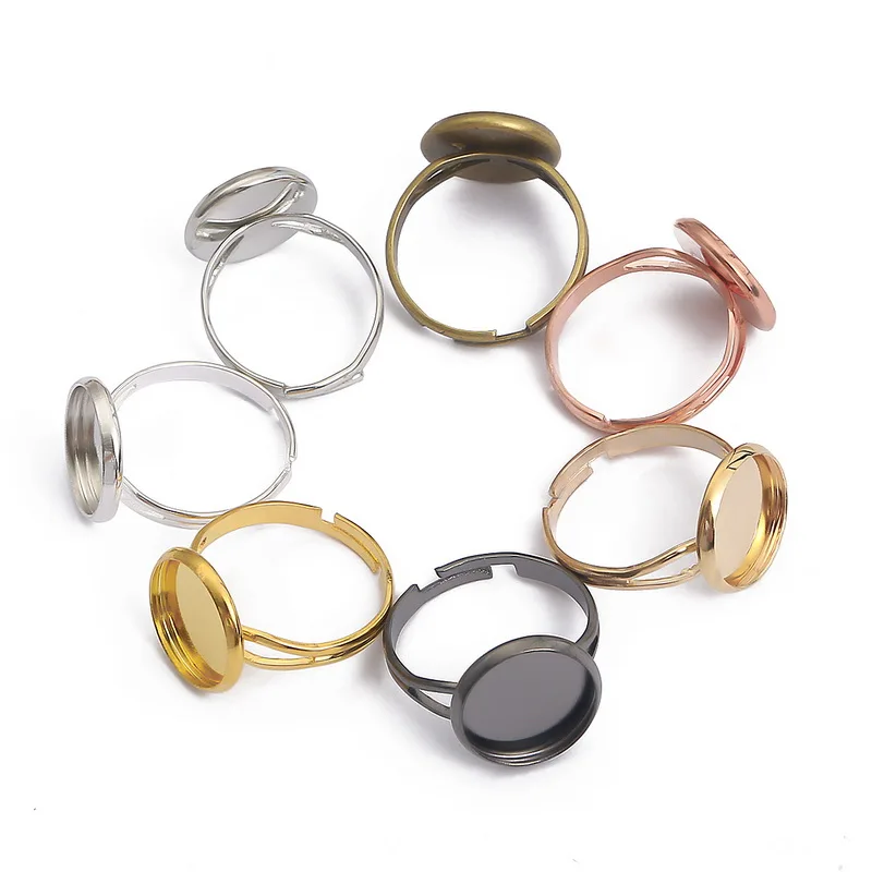 

Adjustable Blank Ring Base Fit Dia 10 12 14 16 18 20 25 mm Glass Cabochons Cameo Settings Tray Diy Jewelry Making Ring 10pcs/lot