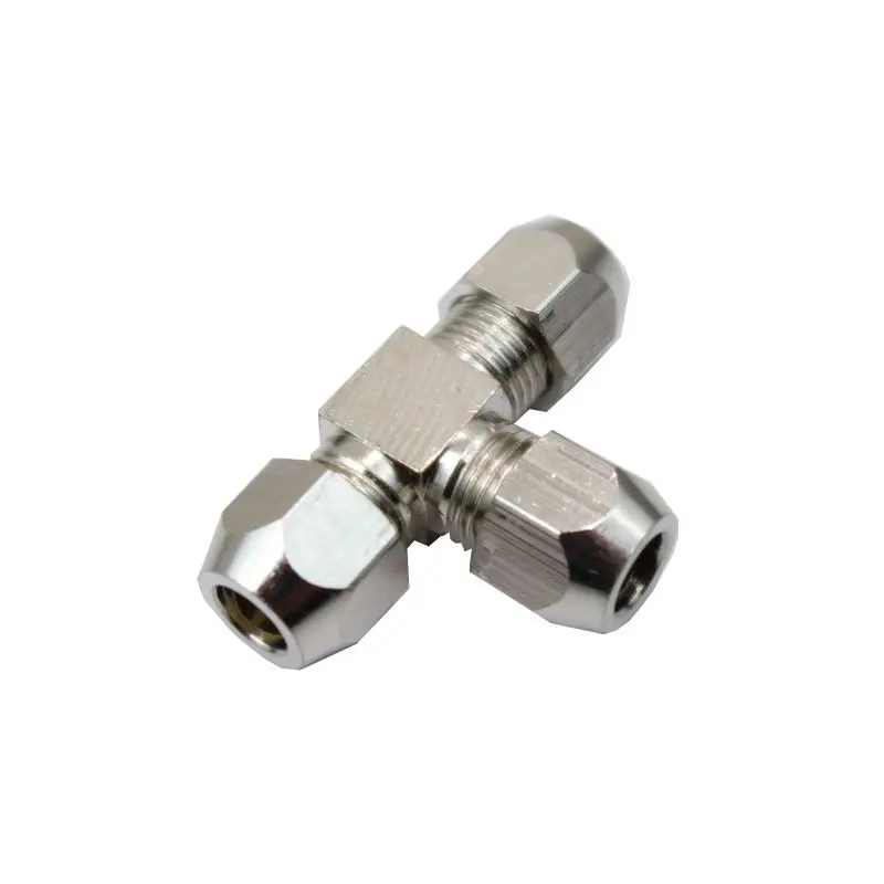 Латунный никелированный Компрессионный фитинг прямой локоть тройник переборка 4