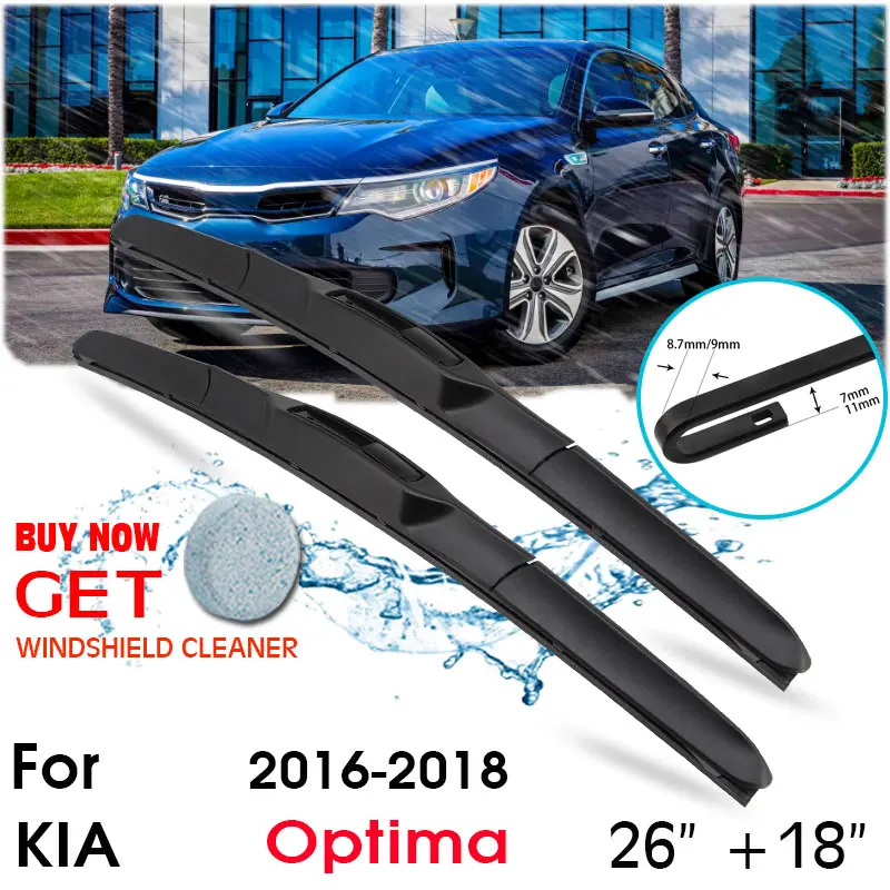 Limpiaparabrisas de goma para ventana delantera de coche, accesorio de repuesto de silicona para KIA Optima 2016-2018, LHD/RHD, 26 