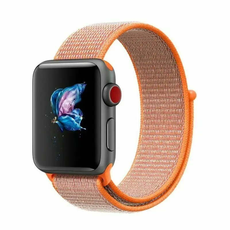 Флэш-память спортивные петли для наручных часов Apple Watch, версии 40/44 мм 42/38 мм 5/4/3/2/1 нейлоновый ремешок для наручных часов браслет ремешок на застежке-липучке застежка - Цвет ремешка: Spice Orange