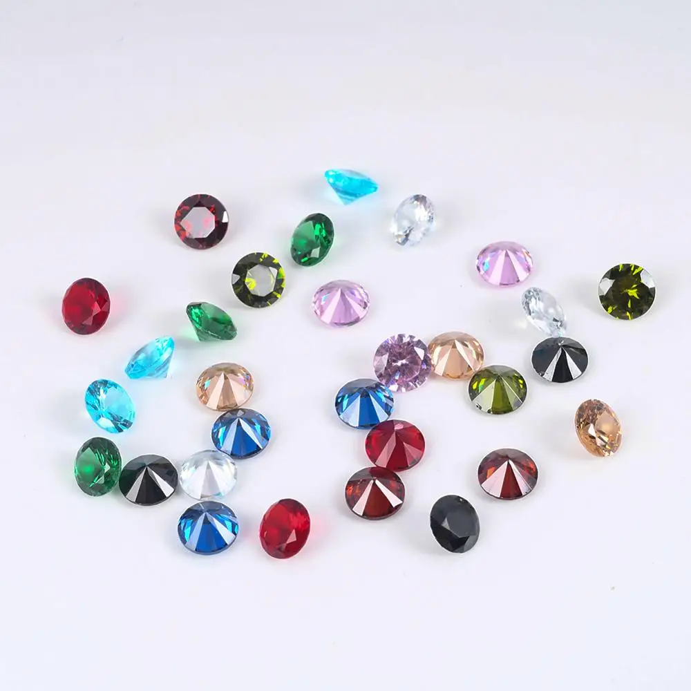 50Pcs/Lot 6mm Round Shape Loose CZ Zircon Stone AAAAA Cubic Zirconia Synthetic Gems Beads For Jewelry Making DIY Accessories