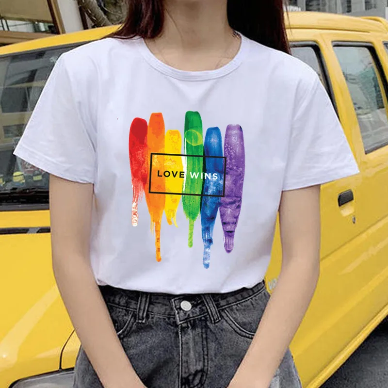 ЛГБТ Футболка Love Wins для женщин бисексуал лесбиянок геев Is Радужный Топ кавайные