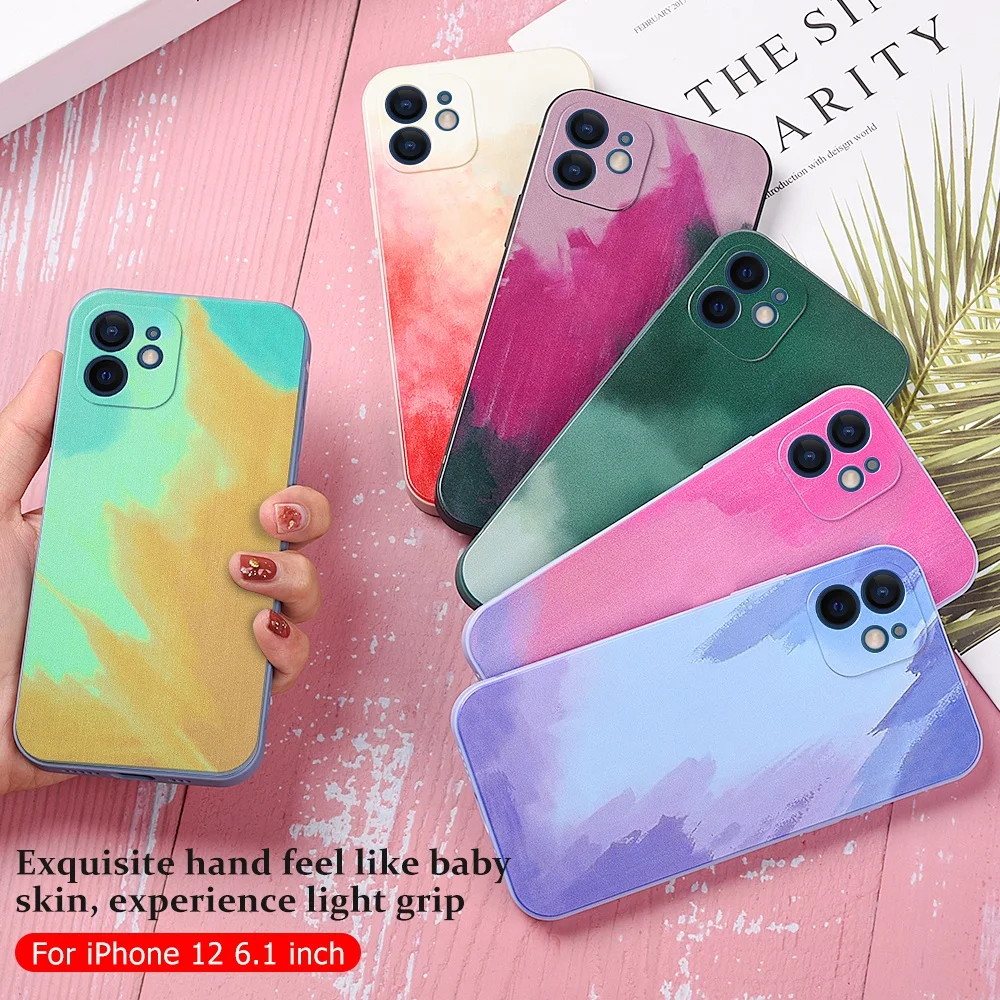 

Gradient Watercolor Phone Case For iPhone 11 12 Pro Max Mini Soft Tpu Cover For iPhone X XS XR Max 6 6s 7 8 Plus SE Phone Case