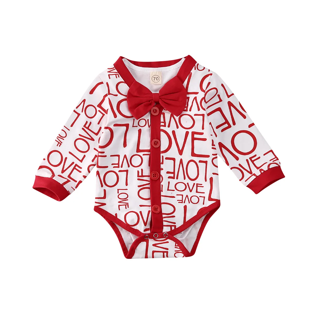2020 Baby Clothing New Product Red LOVE Letter Print Long Sleeve Harisuit Valentine's Day Bodysuit Newborn Kids Boy Gentleman Cl |