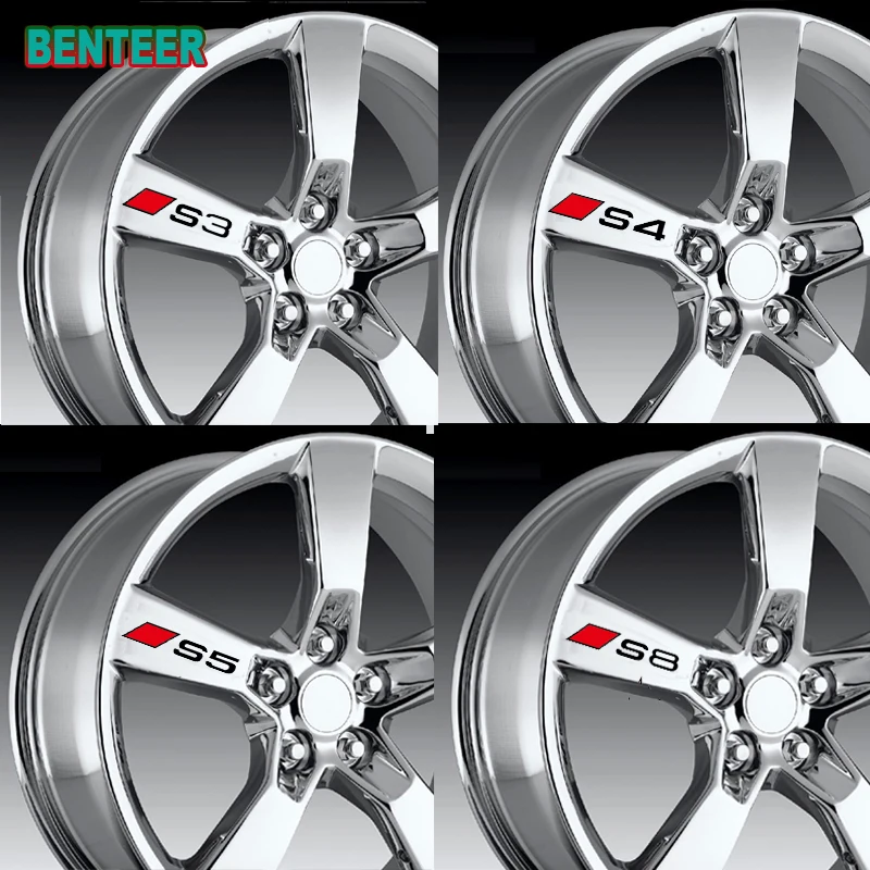 

4pcs Car Rim Sticker For Audi S3 S4 S5 S6 S7 S8 SQ3 SQ5