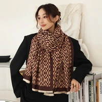 luxury brand plaid print winter scarf women cashmere shawls wraps warm pashmina foulard female scarves thick soft blanket mujer
