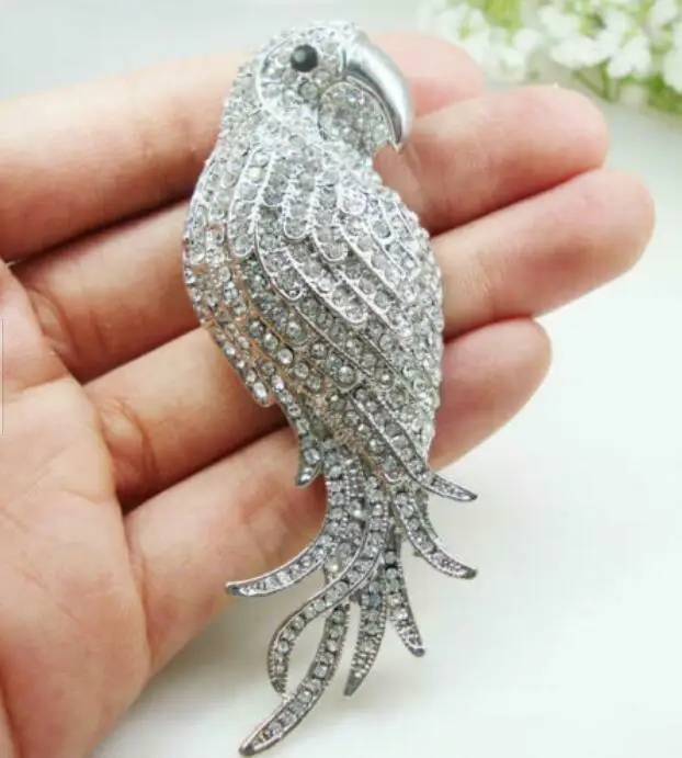 

Small Size Parrot Bird Pendant Brooch Pin Clear Austria Crystal Rhinestone Gifts For Women Accessories