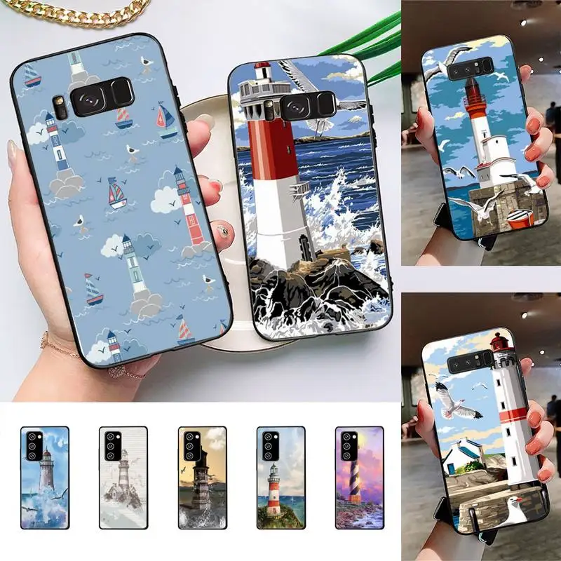 

Hand Painted Lighthouse Print Bird Seagull Phone Case For Samsung Galaxy Note 8 9 10 Pro Note20 ultra 10lite M30S Back Coque
