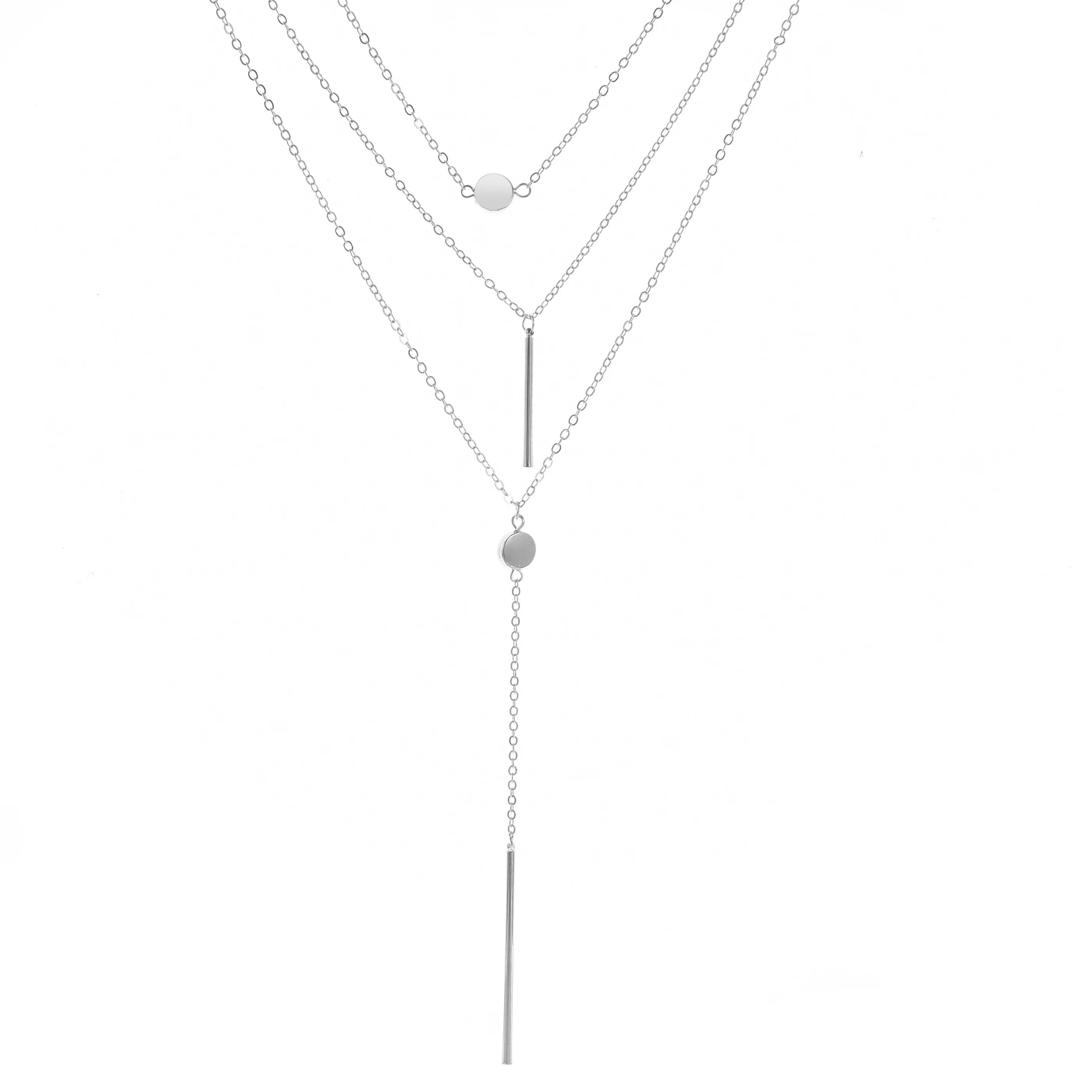 

Gold Chain Layered necklace Set Tassel Charm Bar Statement Necklace for Women gift XL376