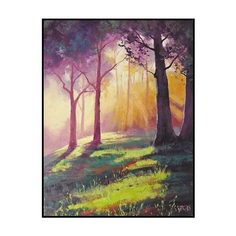 100% ручной Краски светодиодный Ландшафтный дерево солнечное масло на холсте