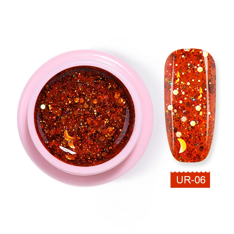 5ml UR -06 UR SUGAR Золотой Серебряный гель для ногтей с блестками лак Звезда Луна бабочка замачивать УФ светодиодный гель покрытые лаком ногти искусство маникюрный лак - Цвет: 5ml UR -06