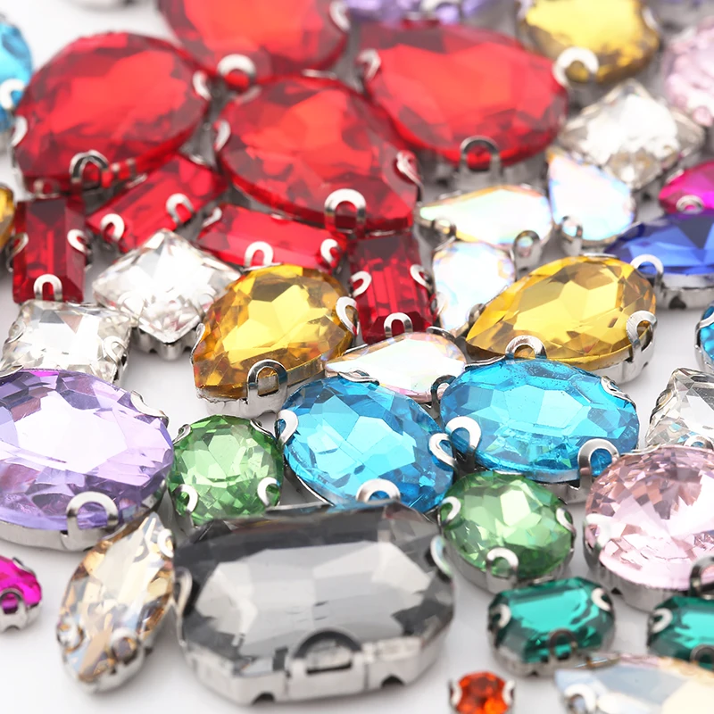 Распродажа 64 шт./лот смешанные цвета стеклянные стразы для шитья аксессуары