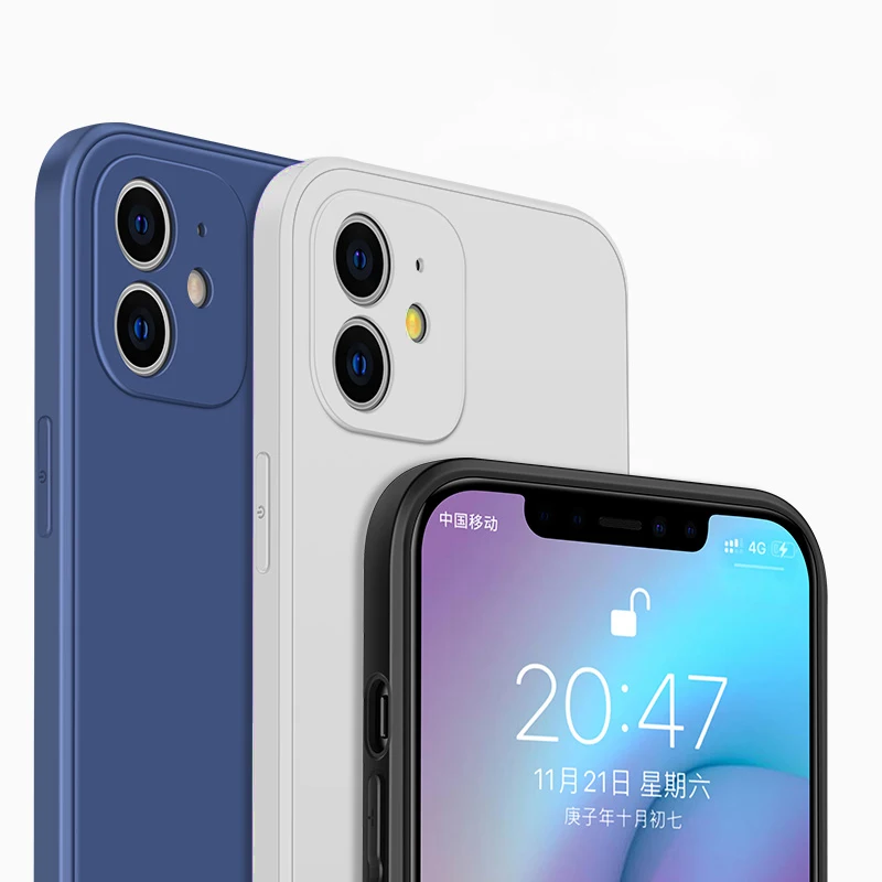Роскошный оригинальный квадратный жидкий силиконовый чехол для iPhone 11 12 Pro Max Mini X XS