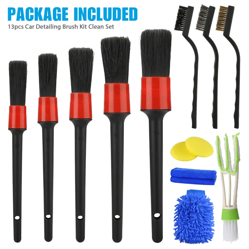 

Car Detailing Brush Kit Car Cleaning Brushes Power Scrubbe Dust Clean Tools Boar Hair Vehicle Auto Engine Wheel Clean Brushes