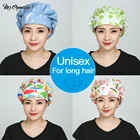 Дышащая Регулируемая шапка-скраб из чистого хлопка с цветочным мультяшным принтом, шапки для работы в зоомагазине, спа-салоне, шапки-скраб для салона красоты на заказ