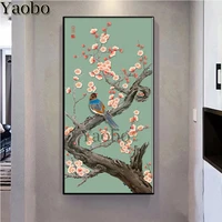 ginkgo flowers and bird diamond painting full square round 5d diy mosaic embroidery picture of rhinestone living room decoration
