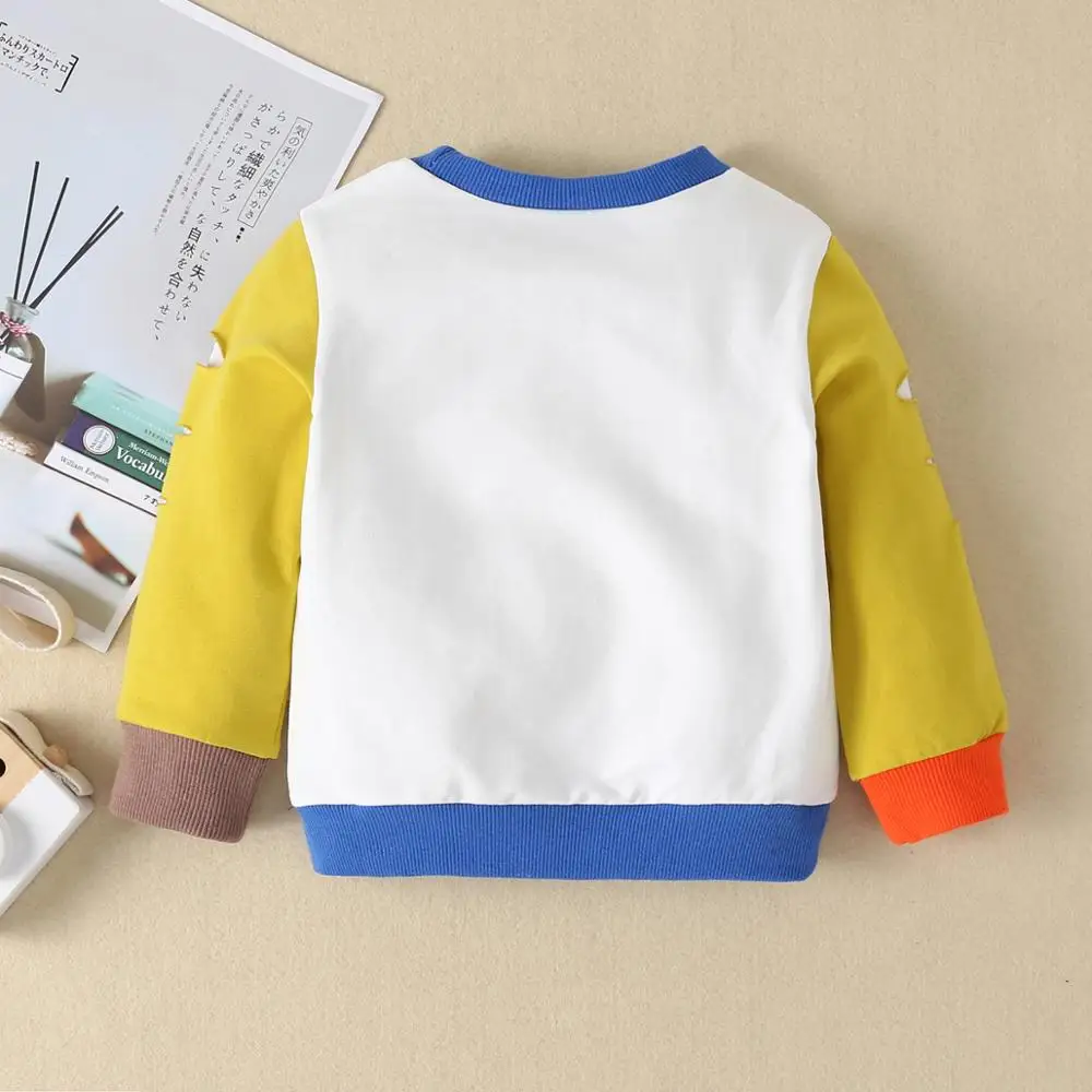 Одежда для маленьких мальчиков 2019 Осенний свитшот модные топы с цветными блоками