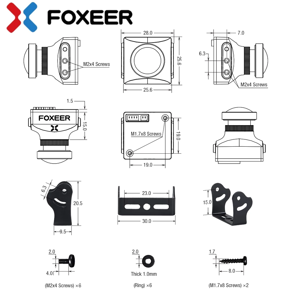 

RC FPV Camera,Foxeer Falkor 2 FPV Camera 1200TVL 1/3 CMOS 4:3/16:9 PAL/NTSC Switchable G-WDR DC5-40V For RC Racing Drone