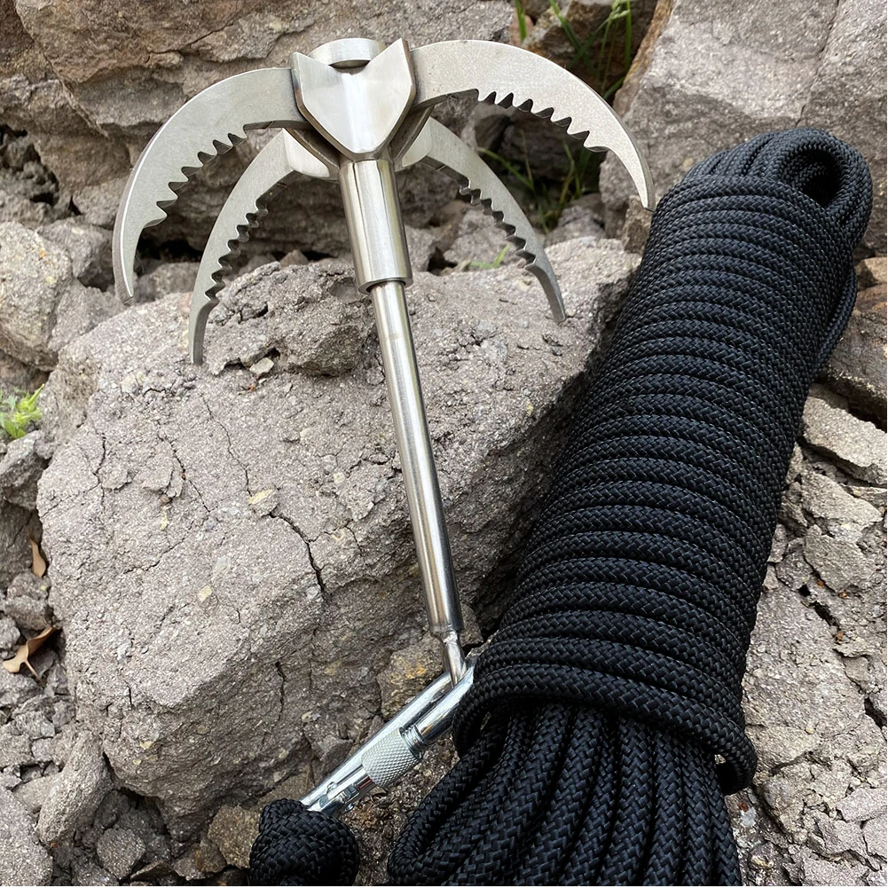 

Foldable Survival Grappling Hook For Climbing Claw Multifunctional Stainless Steel Folding Rescue Tool Outdoor Climbing Tools