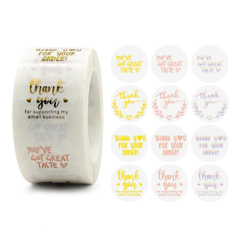 

500 Pcs/1 Roll White Thank You Label Stickers Decor Craft Per Roll Stationery Adhesive Sealing Baking Paper Stickers