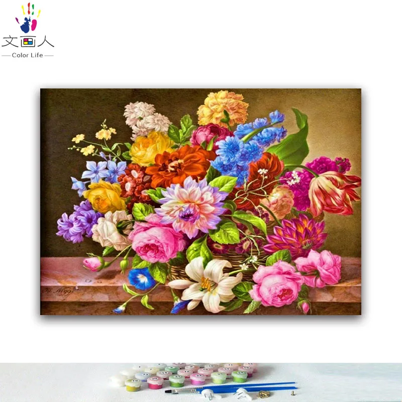 Diy разрисовка по цифровым фотографиям масляная краска красочная цветочная