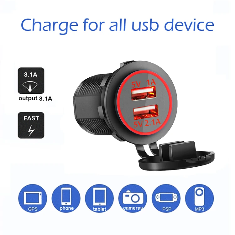 Автомобильный мотоцикл двойной USB зарядное устройство светодиодный дисплей для