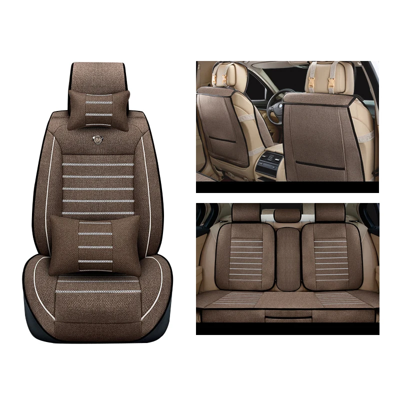 Льняные автомобильные чехлы для Toyota corolla Kia ceed Mazda CX 5 Mitsubishi pajero Honda accord Nissan note hyundai