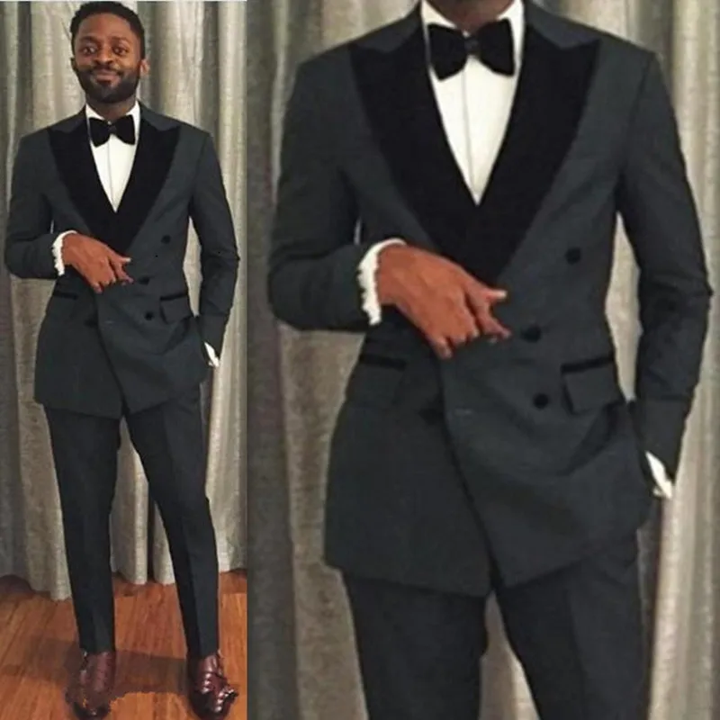 Смокинг мужской двубортный с лацканами пиковая одежда для жениха свадебный