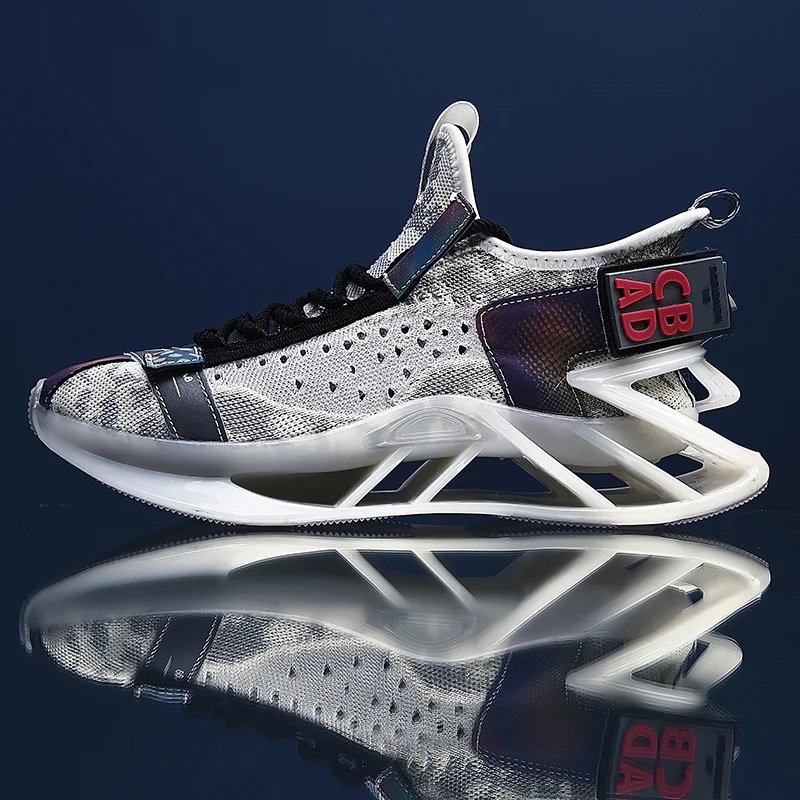 

Breathable Fly Weaving Blade Sneakers Reflective Night Run Sports Shoes Men High Quality Anti-Slippery New Zapatillas Vip Link