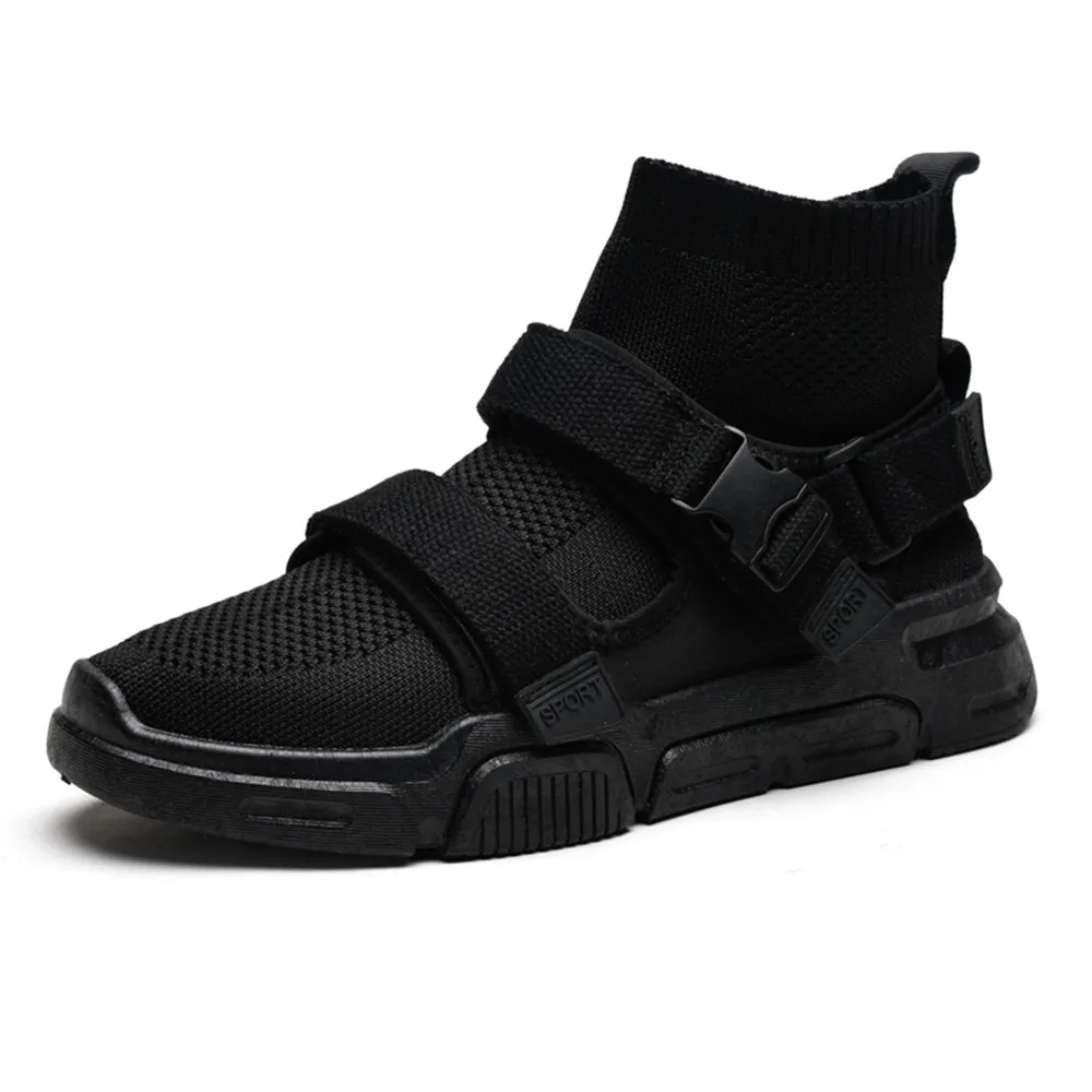 W001-BL Men Fashion Casual Shoes Outdoor Comfortable white Sneakers New Autumn Winter Popular Hight-Top Walking Shoes High Quality - Цвет: W001-BL