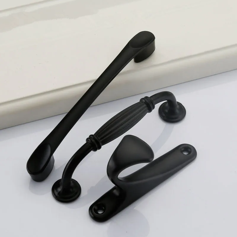 KK & FING современные черные ручки шкафа из твердого алюминиевого сплава кухонные