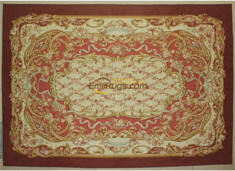 Вязаные шерстяные ковры антикварные Aubusson античный французский шерстяной ковер 19