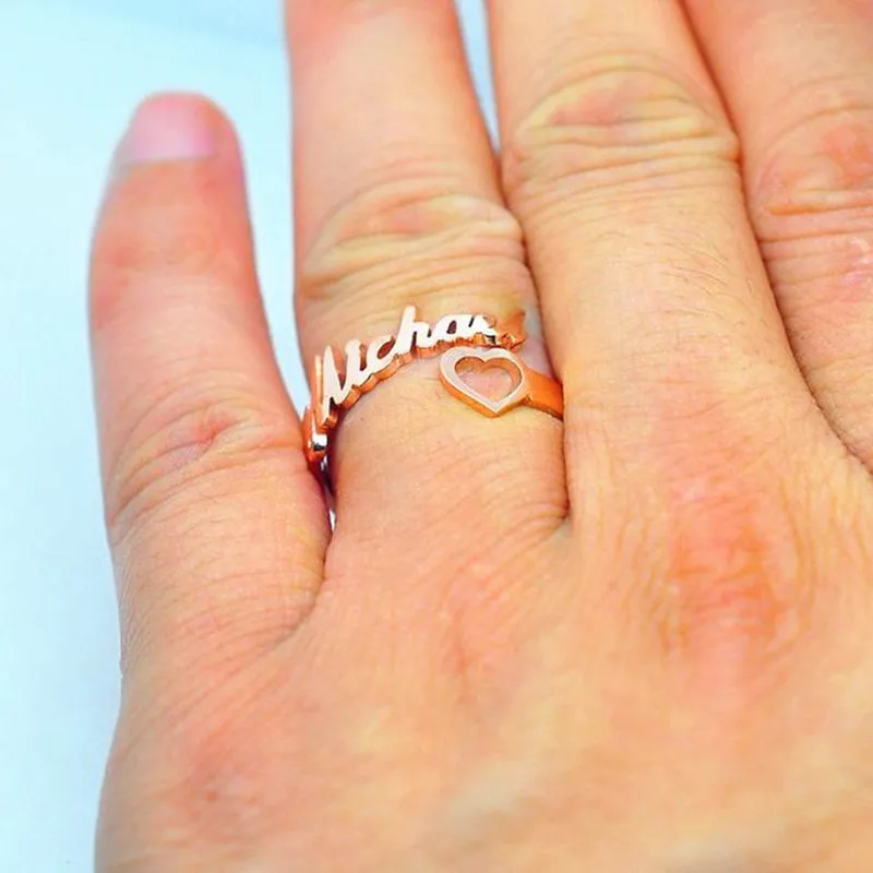 Кольцо с именем на заказ кольца в форме сердца ювелирные изделия для детей и пар