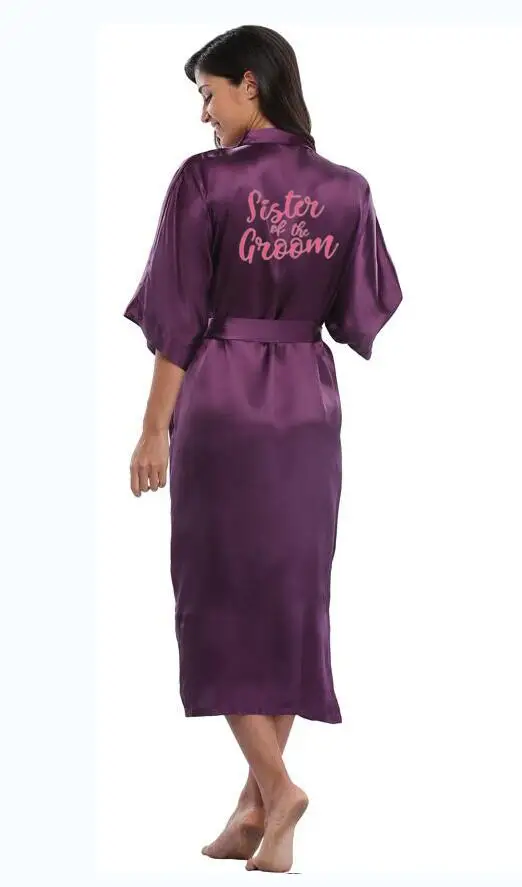 2019 длинное кимоно для невесты Шелковый Атласный халат халаты кружевной женский