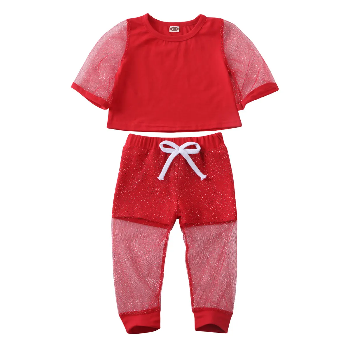 Модные комплекты одежды для маленьких девочек милая детская газовая футболка со