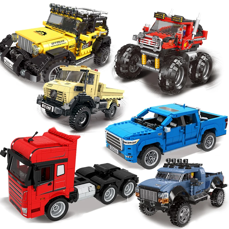 Техника внедорожник скоростные чемпионы автомобили наборы строительные блоки