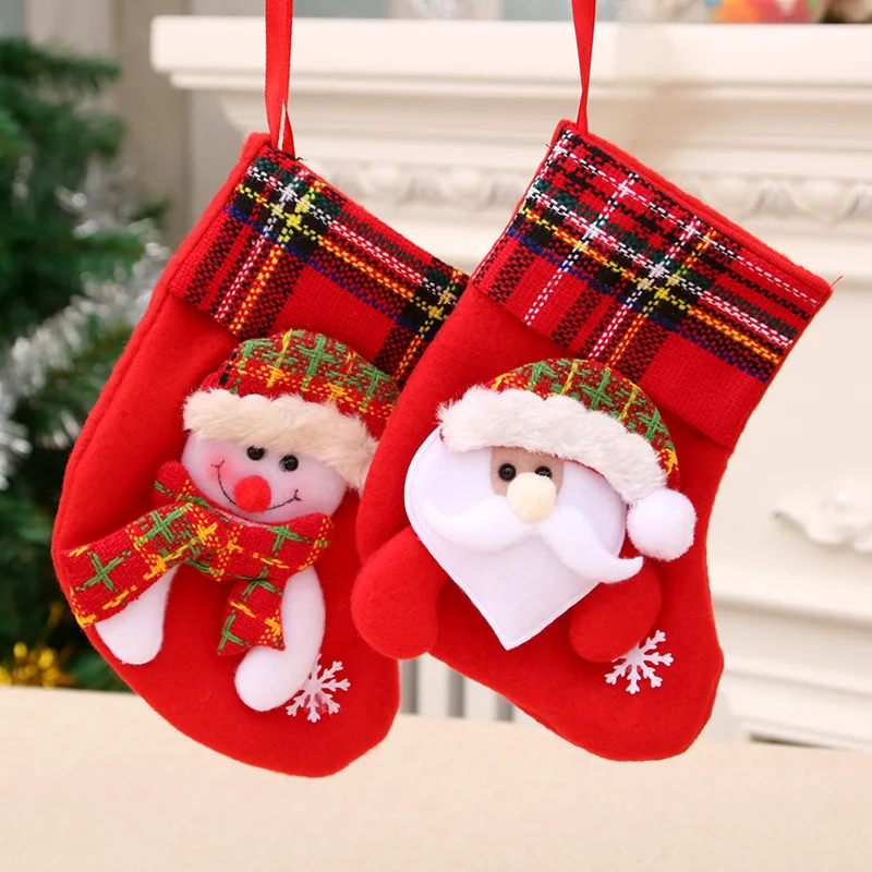 

New red Christmas stockings Christmas decorations Stockings Christmas tree pendants Christmas children's gift bags